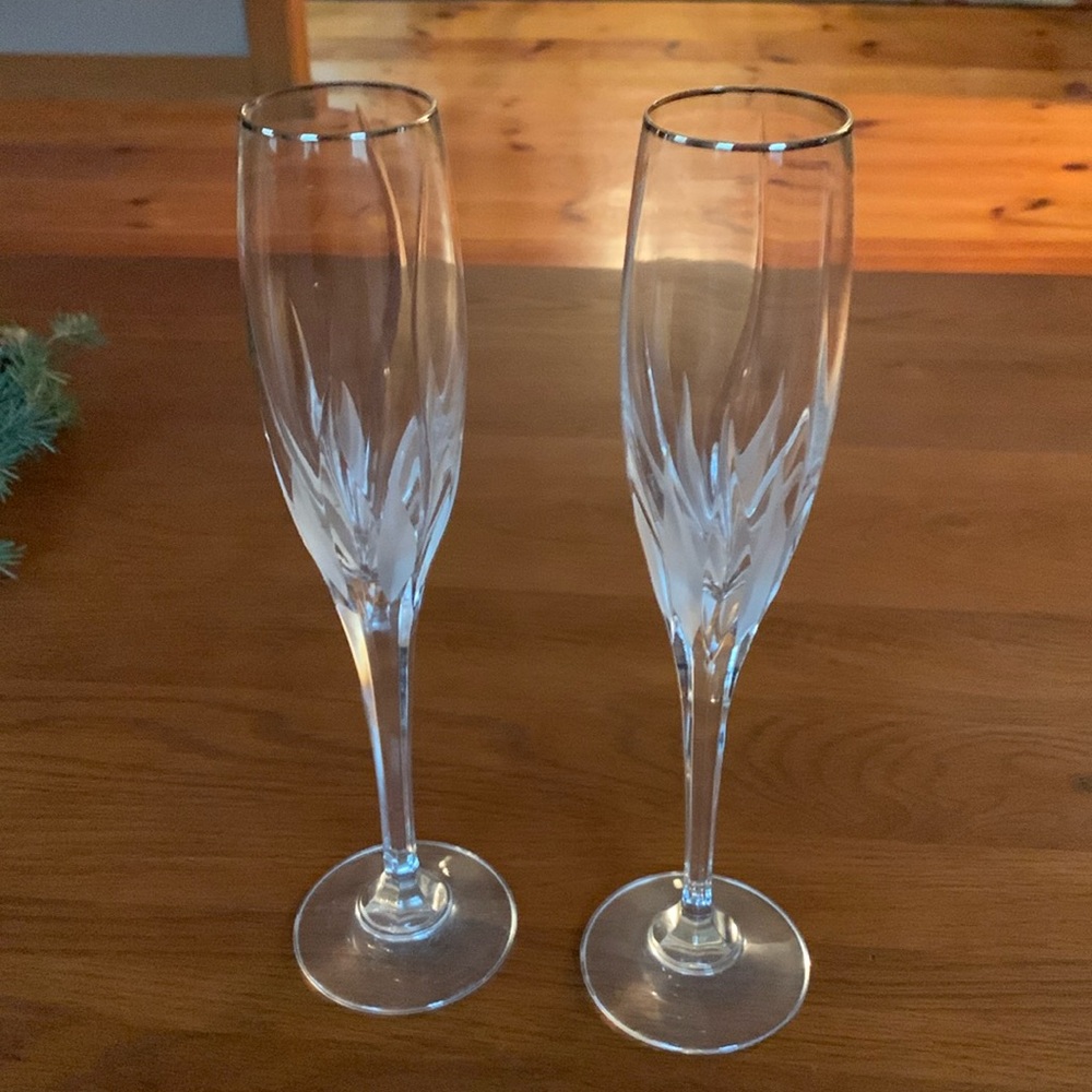 Crystal champagne glasses, set of two